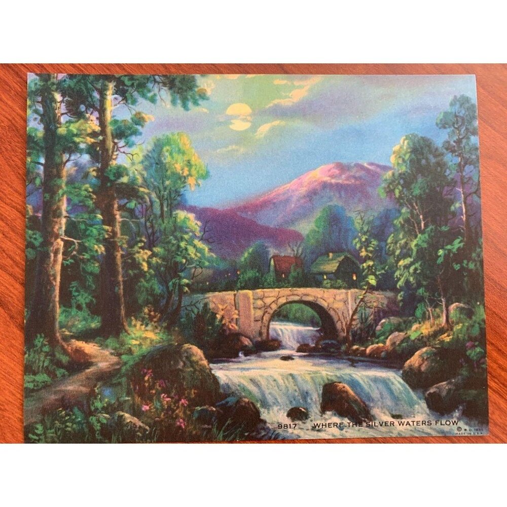Vintage Calendar Print "Where the Silver Waters Flow" 6x7